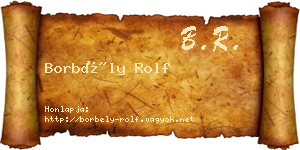 Borbély Rolf névjegykártya